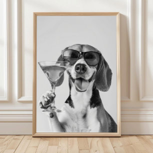 Arte de Pared de Beagle Sosteniendo un Cóctel, Neg