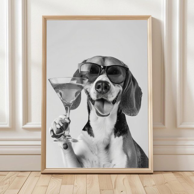 Arte de Pared de Beagle Sosteniendo un Cóctel, Neg (Subido por el creador)