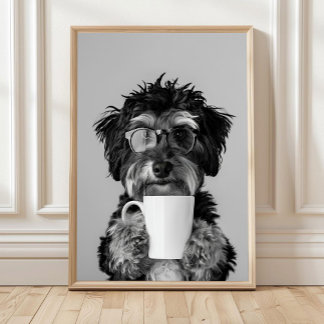 Arte de Pared de Bernedoodle y Café, Negro y Blanc