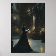 Arte de pared de biblioteca de Dark Academia Gótic