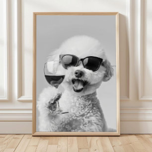 Arte de Pared de Bichon Frise Sosteniendo Vino, Ne