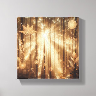 Arte de pared de bosque dorado de lujo - Rayos de 