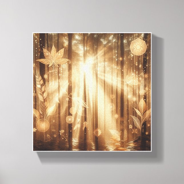 Arte de pared de bosque dorado de lujo - Rayos de  (Anverso)