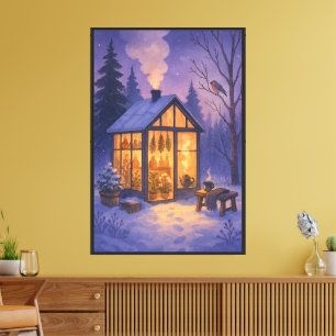 Arte de pared de bosque nevado Cottagecore