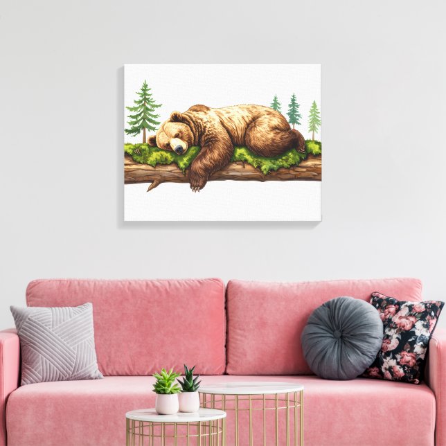 Arte de pared de bosque rústico de Oso Durmiente P (Insitu (Sala de estar))