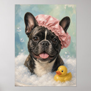 Arte de Pared de Bulldog Francés — Baño de Burbuja