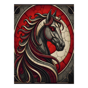 Arte de pared de caballo en estilo mosaico, póster