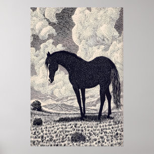 Arte de pared de caballo negro Gráfica Dibujo a ti