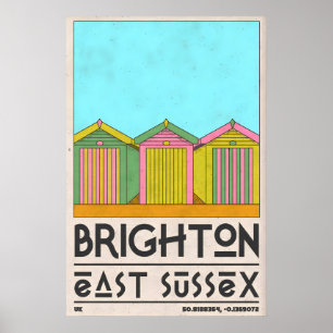 Arte de pared de cabaña de playa Brighton Seaside