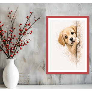 Arte de Pared de Cachorro Curioso Arte Mínimo de G