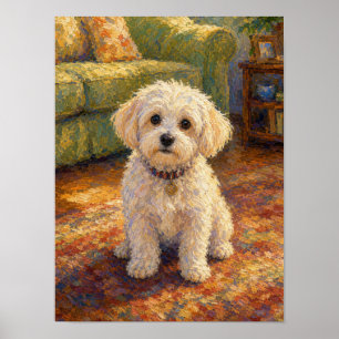 Arte de pared de cachorro maltés — Arte fino impre
