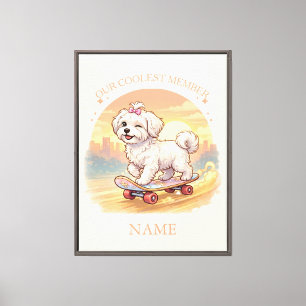 Arte de pared de cachorro maltés lindo personaliza