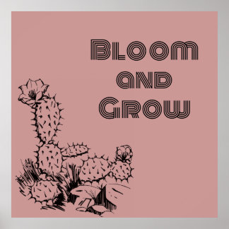 Arte de pared de cactus del desierto boho rosa