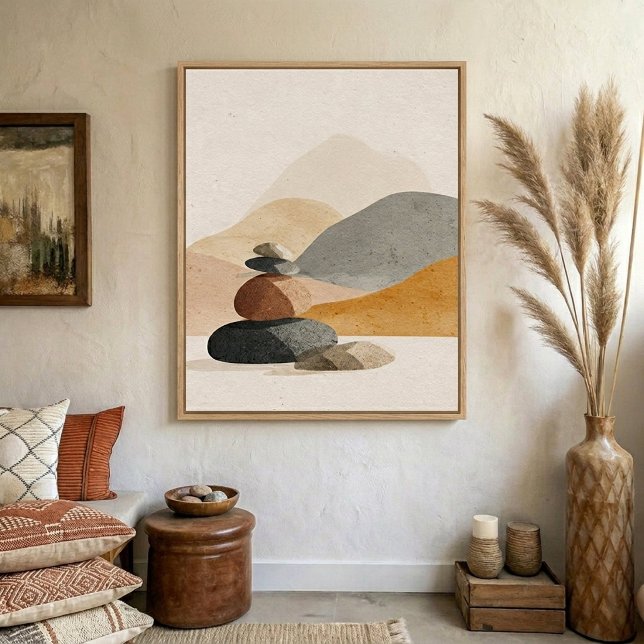 Arte de pared de cairn de piedra neutral para deco (Subido por el creador)