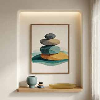 Arte de pared de Cairn equilibrado para interiores
