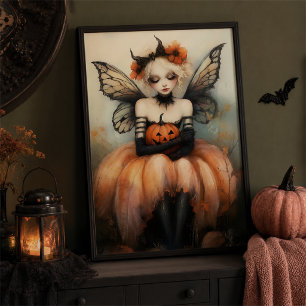Arte de pared de calabaza de hada de Halloween Whi