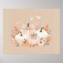 Arte de pared de calabaza de otoño neutral