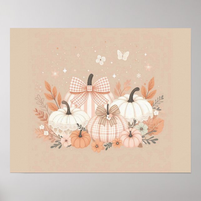 Arte de pared de calabaza de otoño neutral (Frente)