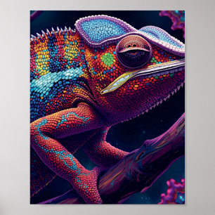 Arte de pared de camaleón vibrante: reptil colorid
