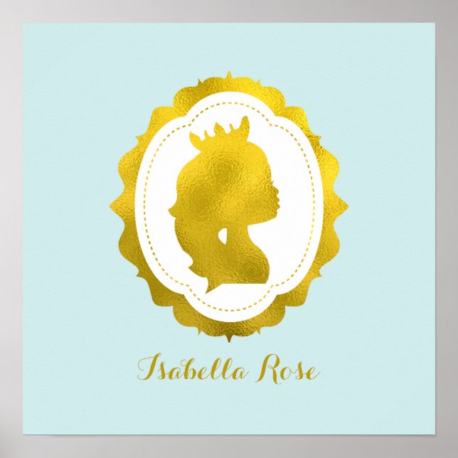 Arte de pared de cameo de niña menta (Frente)