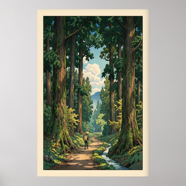 Arte de pared de camino forestal sereno, sendero s (Frente)