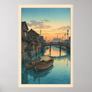 Arte de pared de canal de barco Hasui Kawase Escen