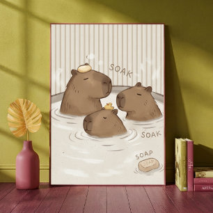 Arte de pared de capibara en el baño tiempo animal