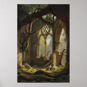 Arte de pared de capilla abandonada, Iglesia gótic