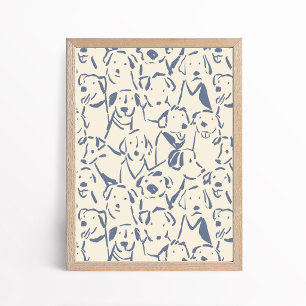 Arte de pared de cartel de perro garabateado a man