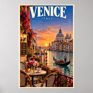 Arte de pared de cartel de viaje de góndola al ata