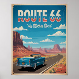 Arte de pared de cartel vintage de la ruta 66, ame