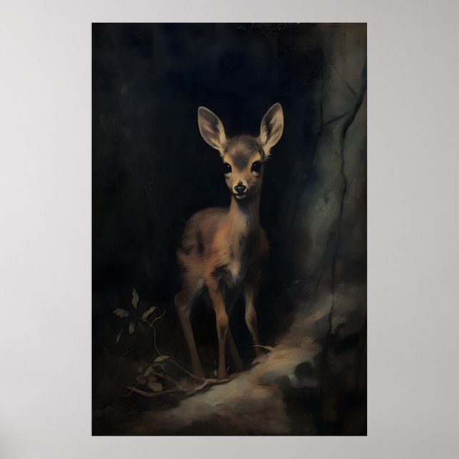 Arte de pared de cervatillo, animales del bosque,  (Frente)