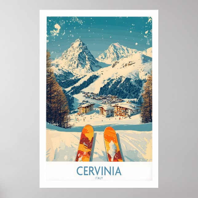 Arte de pared de Cervinia Póster de esquí Italia 1 (Frente)