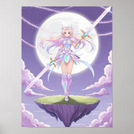 Arte de pared de Chica mágico lunar - Hoja lunar p