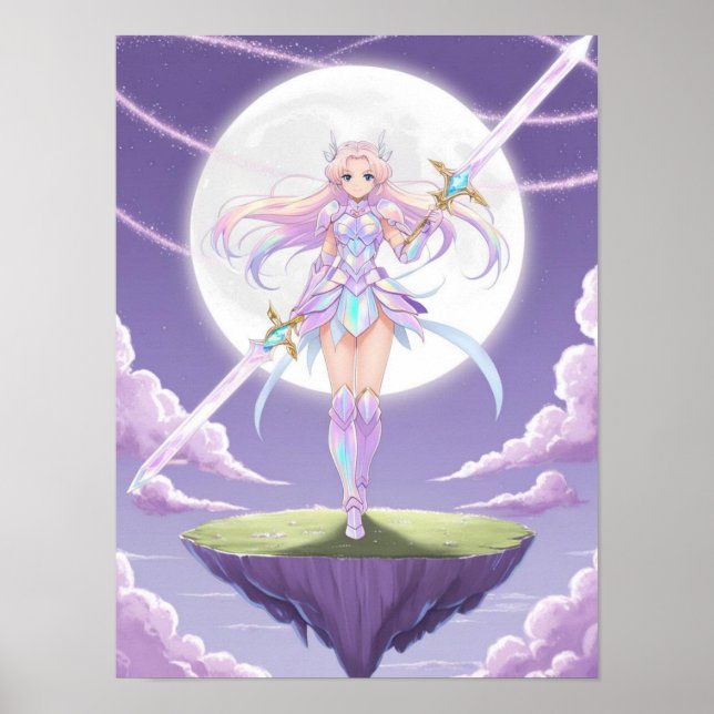 Arte de pared de Chica mágico lunar - Hoja lunar p (Frente)
