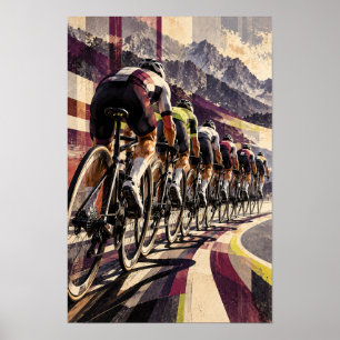 Arte de Pared de Ciclismo en Carretera de Montaña