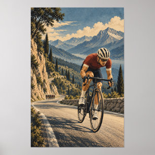 Arte de Pared de Ciclismo en Carretera de Montaña 