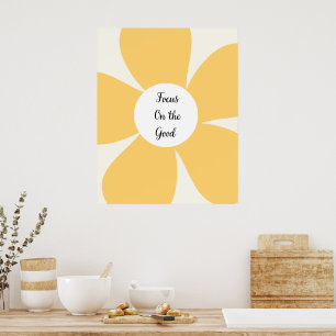 Arte de Pared de Cita de Enfoque de Flor Amarilla