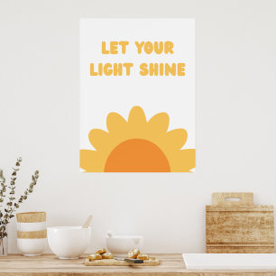 Arte de pared de cita de girasol amarillo brillant