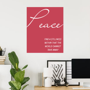 Arte de pared de cita inspiradora de paz roja