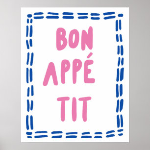 Arte de pared de cocina Bon Appétit moderno minima