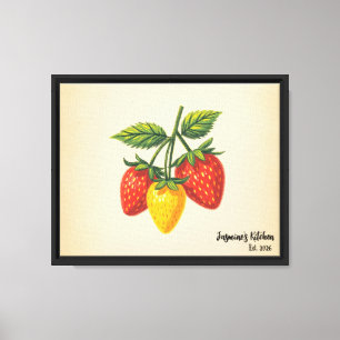 Arte de pared de cocina de fresa retro años 70 - P