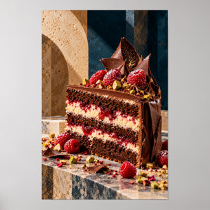 Arte de pared de cocina de pastel de chocolate y f