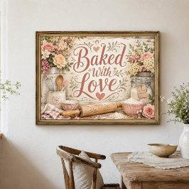 Arte de Pared de Cocina Floral de Granja Horneado 