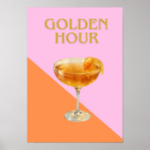 Arte de pared de cóctel de hora dorada