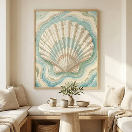 Arte de Pared de Concha de Vieira Costera Moderna