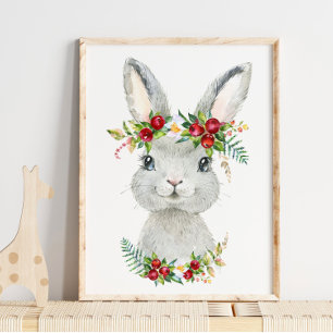 Arte de pared de conejito bebé, animales del bosqu