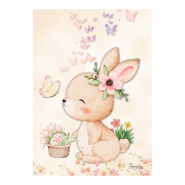 Arte de pared de conejito - Póster imprimible de a (Bunny Wall art - Butterfly Love Printable Poster)