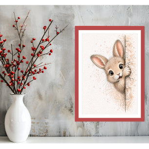 Arte de pared de conejo curioso adorable Impresión