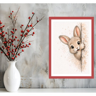 Arte de pared de conejo curioso adorable Impresión